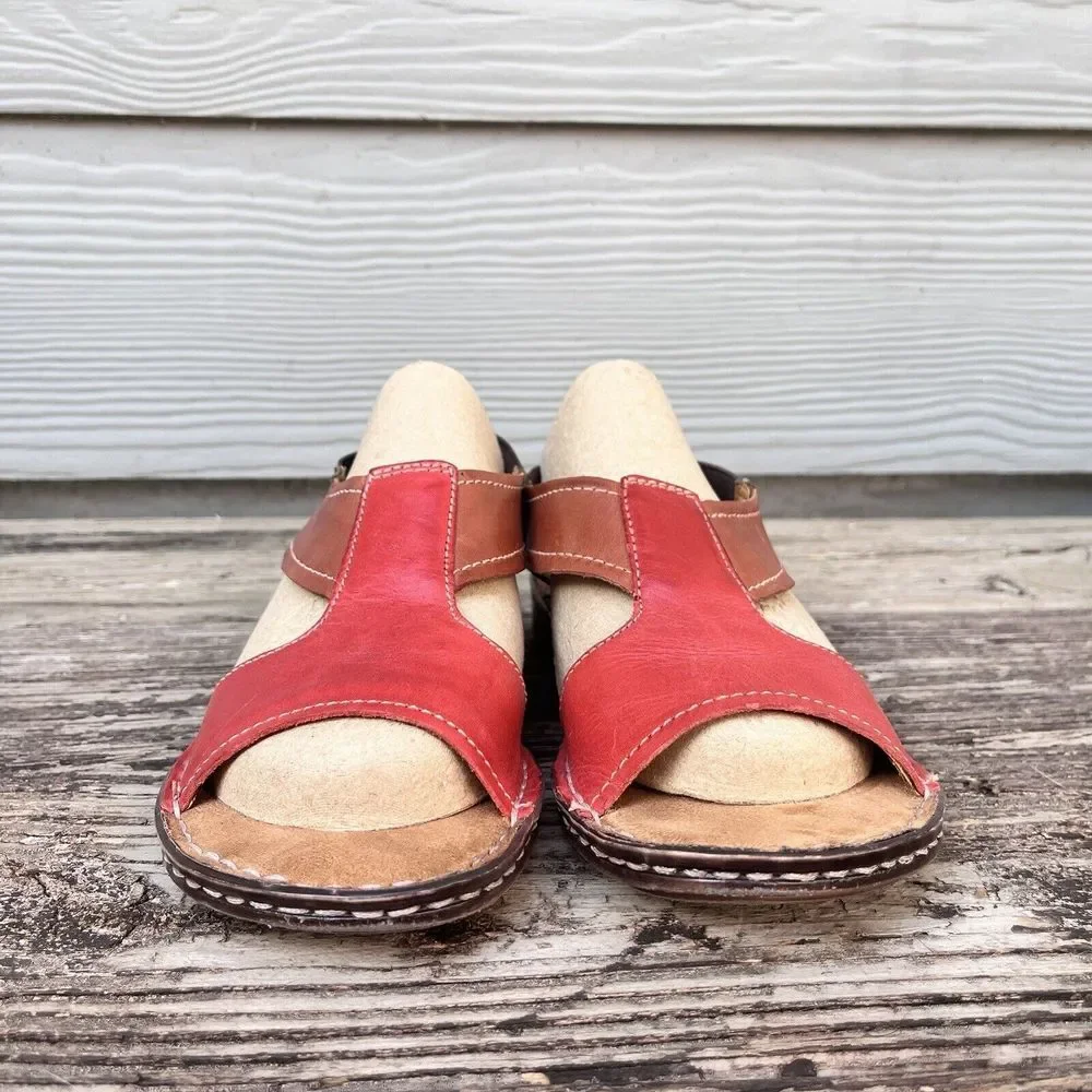 Naturalizer Slingback Sandals Womens 8.5 Red Brown N5 Comfort Leather